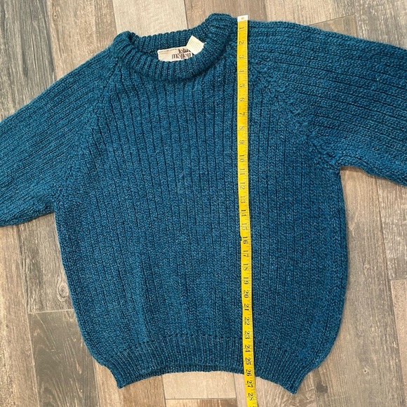 John Molloy Handknit Wool Alpaca Sweater Crewneck L/XL Teal Green Irish vintage - Picture 6 of 10
